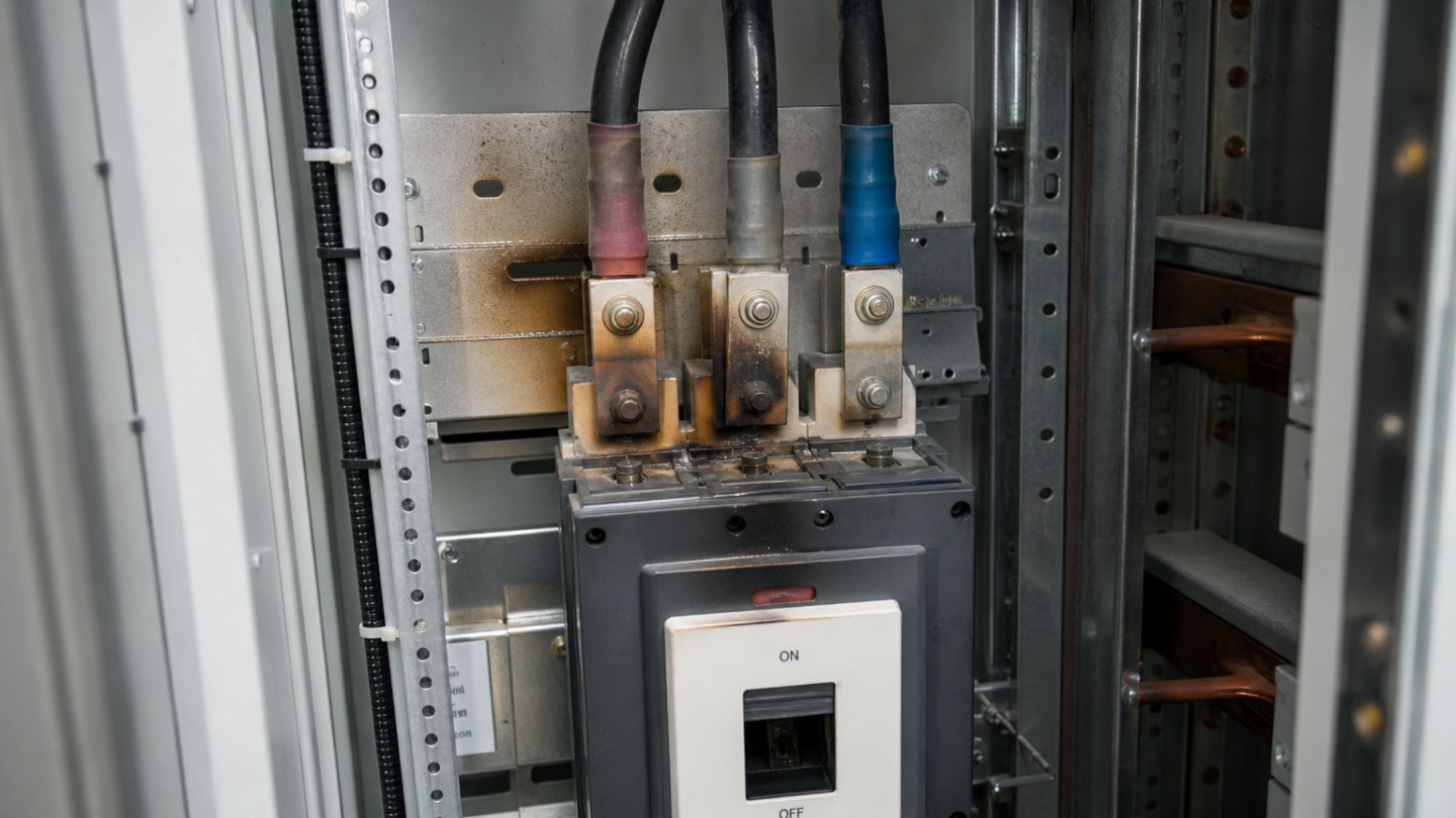 Close-up,Of,An,Industrial,Switchgear,Cabinet,Interior,,Showing,A,Circuit
